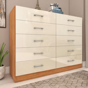 Cômoda para Quarto 10 Gavetas Caribe Cinamomo/Off White - Bege